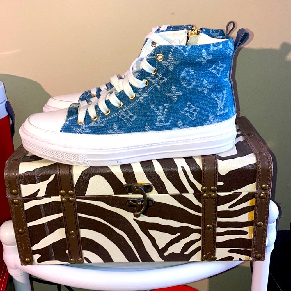 Louis Vuitton Denim Hi-Top Beach Bottoms. “Handmade Louis Denim 👌🔥”